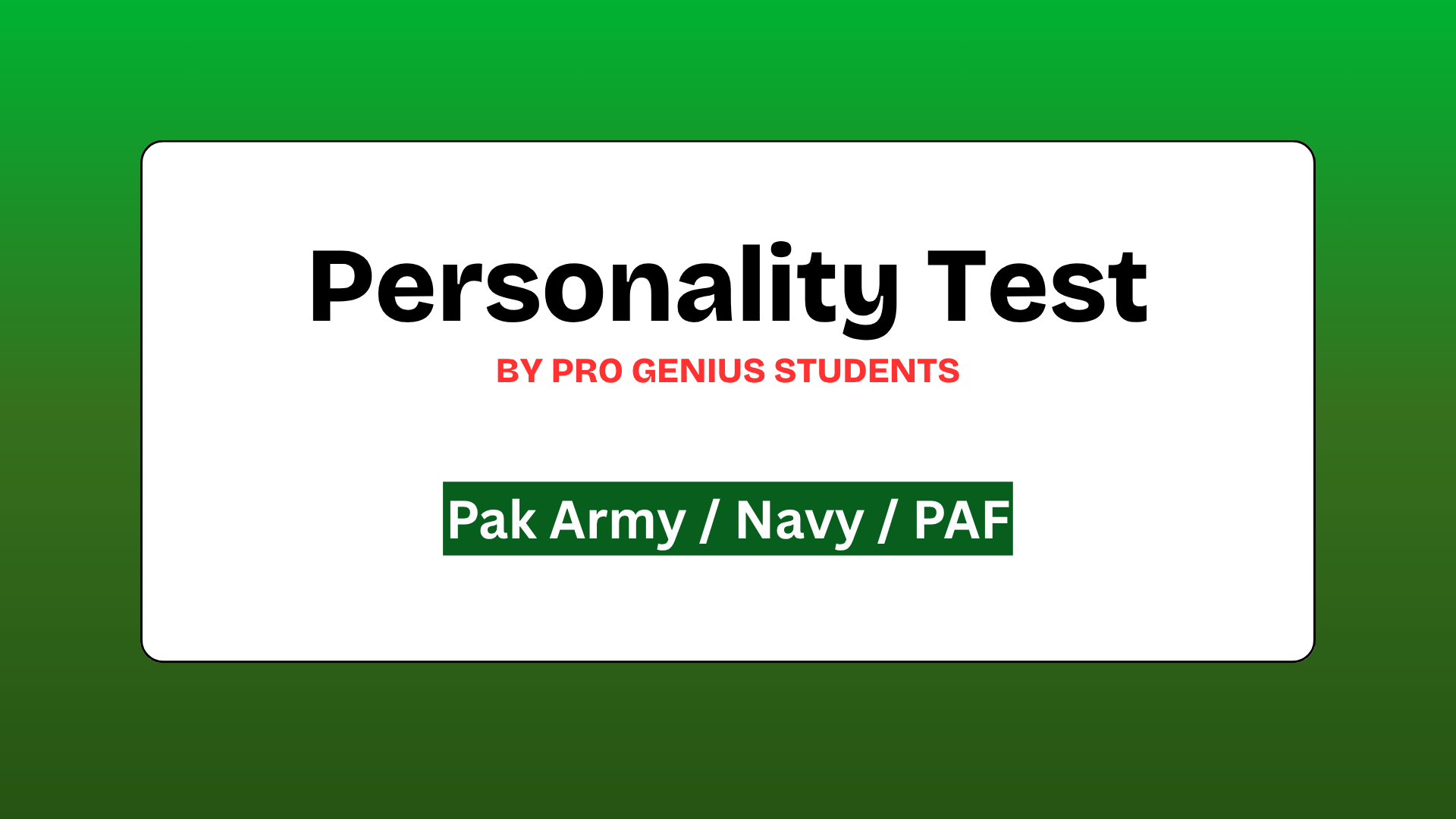 personality test by pro genius students